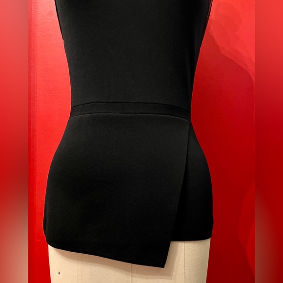 Reiss “Anabel” Sheer Detail Sleeveless Asymmetrical Peplum Waist Top In Black S - Picture 6 of 13